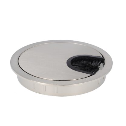 Passacavo solido di alta qualità in zama, Ø80 mm per scrivania con guarnizione a spazzola, superficie: look acciaio inox. Guida del cavo da tavolo Apertura del cavo da SISO / Danimarca - immagine 6