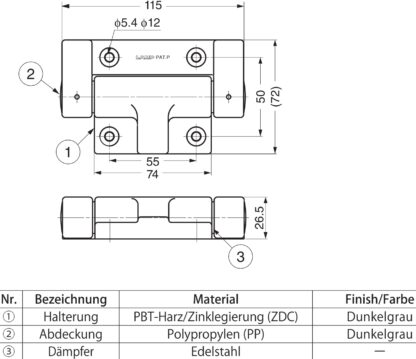 Cerniera a ribalta smorzata HG-JHW50 e HG-JHW70 di Sugatsune / LAMP® (Giappone) - immagine 3