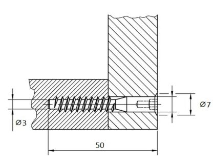 20 pezzi di Confirmat, connettore monoblocco con testa svasata per foro ⌀3,5 mm, con esagono incassato SW3 mm, in robusto acciaio, superficie: zincato, 50 mm (2"), 7011905. Vite per mobili, per armadi, mobili, scaffali, mobili a carcassa e molto altro, by - immagine 3