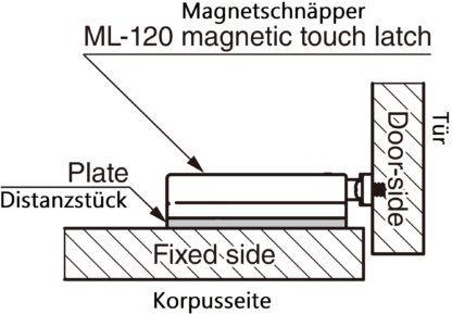 4 pezzi piastra distanziatrice, in poliacetale, superficie: marrone, 70 mm (2-3/4"), ML-120-DP4-BR. Piastra di compensazione per chiusure magnetiche a scatto ML-120BR, ML-120W e ML-120BL di Sugatsune, di Sugatsune / LAMP® (Giappone) - immagine 3