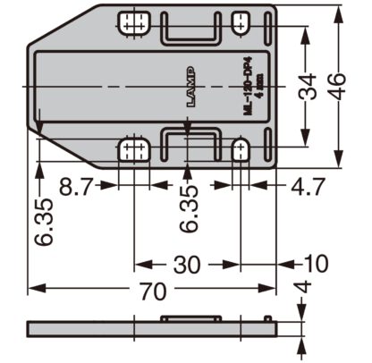 4 pezzi piastra distanziatrice, in poliacetale, superficie: marrone, 70 mm (2-3/4"), ML-120-DP4-BR. Piastra di compensazione per chiusure magnetiche a scatto ML-120BR, ML-120W e ML-120BL di Sugatsune, di Sugatsune / LAMP® (Giappone) - immagine 2