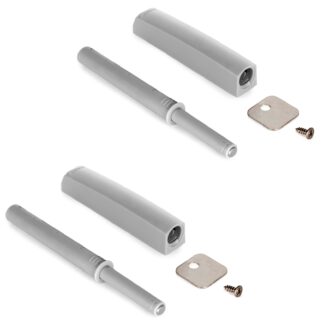 2 pezzi di elegante chiusura a pressione, con alloggiamento di montaggio, superficie: grigio, versione: magnetica, 1900321. Stabile apriporta a pressione per ante di mobili, ante di armadi, sportelli e molto altro, di EMUCA