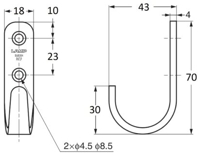 Gancio in acciaio inossidabile di alta qualità, in solido acciaio inossidabile, capacità di carico: 8 kg, superficie: satinato opaco, 70 mm (2,8"), HJT-70S. Ganci da parete in acciaio inox per appendiabiti, bagno, esterno e molto altro, di Sugatsune / LAM - immagine 3