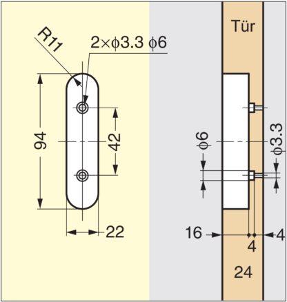 Maniglia di ingresso pieghevole in lega di zinco, finitura: nichelato, satinato opaco, 100 mm (4") FH-100BK-00. Maniglia di ingresso FH-100BK-00 per mobili per ufficio, mobili per la casa, mobili da cucina, di Sugatsune / LAMP® (Giappone) - immagine 5