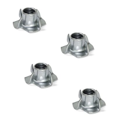 4 dadi con filettatura M6, in robusto acciaio, superficie: zincata, 8 mm (0,4"), 3007005. Scanalatura di inserimento, per vite, base per divano, base per armadio, ruota per mobili, costruzione di case prefabbricate, maniglia per arrampicata e molto altro,