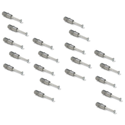 20 bulloni ad espansione, in acciaio e plastica, superficie: zincato, 21,6 mm (27/32"), 5912805. Ancoraggio di collegamento espandibile per connettori eccentrici, ripiani, parti di armadi e molto altro, di EMUCA