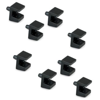 8 pezzi di staffe per ripiani in vetro di alta qualità, superficie: nero, 5 mm (13/64"), 4007953. Staffe per ripiani in vetro per ripiani in vetro, mensole per armadi in vetro, mobili da bagno e molto altro, di EMUCA