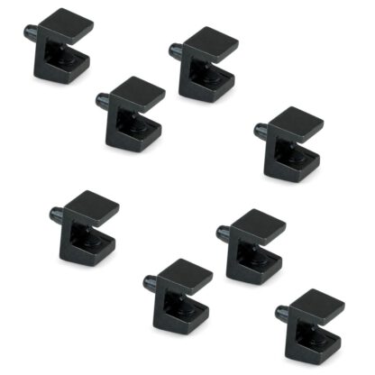 8 pezzi di staffe per ripiani in vetro di alta qualità, superficie: nero, 5 mm (13/64"), 4007953. Staffe per ripiani in vetro per ripiani in vetro, mensole per armadi in vetro, mobili da bagno e molto altro, di EMUCA