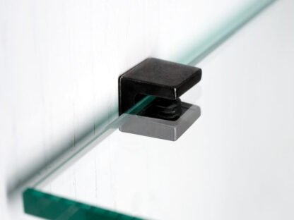 8 pezzi di staffe per ripiani in vetro di alta qualità, superficie: nero, 5 mm (13/64"), 4007953. Staffe per ripiani in vetro per ripiani in vetro, mensole per armadi in vetro, mobili da bagno e molto altro, di EMUCA - immagine 4