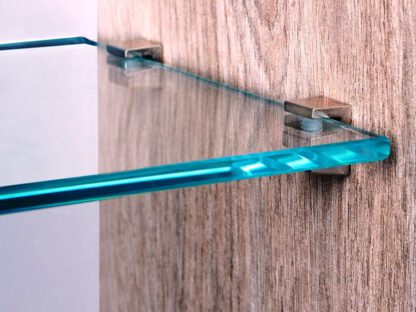 8 staffe per ripiani in vetro di alta qualità, superficie: nichelata, 3 mm (1/8"), 4010007. Staffe per ripiani in vetro per ripiani in vetro, mensole per armadi in vetro, mobili da bagno e altro ancora, di EMUCA - immagine 5