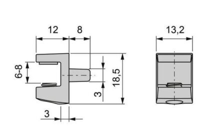 8 staffe per ripiani in vetro di alta qualità, superficie: nichelata, 3 mm (1/8"), 4010007. Staffe per ripiani in vetro per ripiani in vetro, mensole per armadi in vetro, mobili da bagno e altro ancora, di EMUCA - immagine 2
