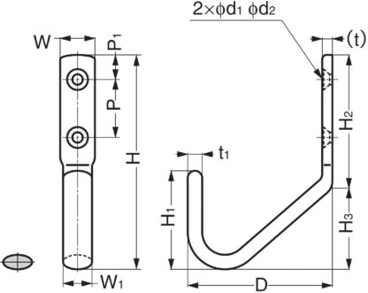 Gancio universale di grandi dimensioni di alta qualità con distanza extra dalla parete, in acciaio inossidabile, superficie: lucida lucida, 50 mm (2"), JF50M. Gancio porta asciugamani V2A per cantieristica navale, outdoor e molto altro, di Sugatsune / LAM - immagine 3