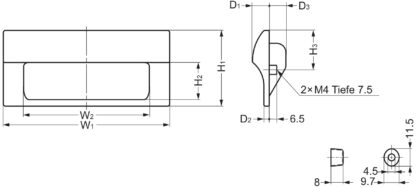 Guscio con impugnatura rettangolare di alta qualità in plastica resistente, superficie: nero, 140 mm (5,6") HH-JS140-BL. Maniglia per mobili HH-JS140-BL per lamiera, legno, cassetto, armadio metallico, armadio in legno, mobili per ufficio, mobili per came - immagine 3