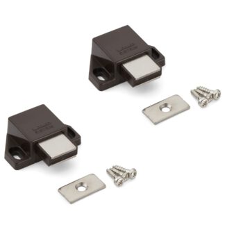 2 chiusure magnetiche a scatto compatte, incl. contropiastra, superficie: marrone, 25 mm (63/64"), ML-30SBR. Apriporta salvaspazio push-to-open per ante di mobili, ante di armadi e molto altro, di Sugatsune / LAMP® (Giappone)