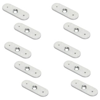 Contropiastra ovale lunga 10 pezzi con foro centrale svasato e due punte di fissaggio, superficie: zincata, 35 mm (1-3/8"), 2030905. controparte per chiusure magnetiche e molto altro, di EMUCA