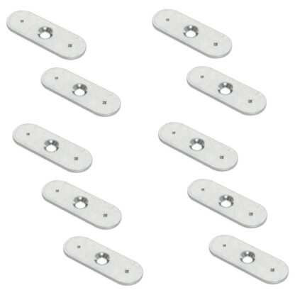 Contropiastra ovale lunga 10 pezzi con foro centrale svasato e due punte di fissaggio, superficie: zincata, 35 mm (1-3/8"), 2030905. controparte per chiusure magnetiche e molto altro, di EMUCA