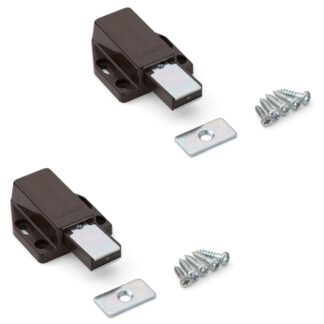 2 pezzi di chiusure magnetiche a scatto di alta qualità, incl. contropiastra, superficie: marrone, 38 mm (1-1/2"), ML-80BR. Apriporta push-to-open per ante di mobili, ante di armadi e molto altro, di Sugatsune / LAMP® (Giappone)