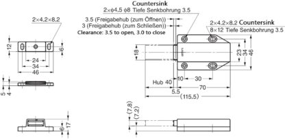 2 chiusure magnetiche a scatto, incl. contropiastra, superficie: marrone, 38 mm (1-1/2"), versione: con stantuffo lungo, ML-120BR. Apriporta push-to-open per ante di mobili, ante di armadi e molto altro, di Sugatsune / LAMP® (Giappone) - immagine 2