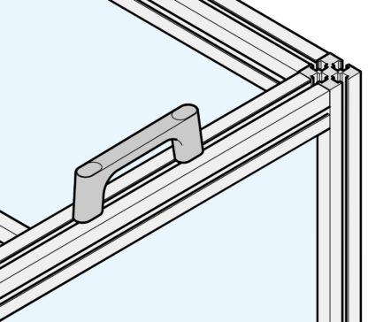 Manico in lega di zinco solido (ZDC) di alta qualità, cromato, satinato opaco con cappucci di copertura bianchi, 145 mm (5,8") KMH-120-WT. Manico per macchina KMH-120-WT per armadio industriale, impianto di produzione, ingegneria meccanica, di Sugatsune / - immagine 4