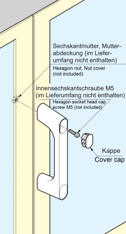 Manico in lega di zinco solido (ZDC) di alta qualità, cromato, satinato opaco con cappucci di copertura bianchi, 145 mm (5,8") KMH-120-WT. Manico per macchina KMH-120-WT per armadio industriale, impianto di produzione, ingegneria meccanica, di Sugatsune / - immagine 3