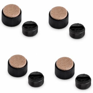 4 pezzi di robusto regolatore per mobili, capacità di carico: 600 kg (1323 lbs), superficie: nera, ⌀25 mm (63/64"), versione: con tampone in feltro, B573-25-BK. Base regolabile per mobili, tavoli, armadietti, gambe di tavolo e molto altro, di Kojima (Giappone)