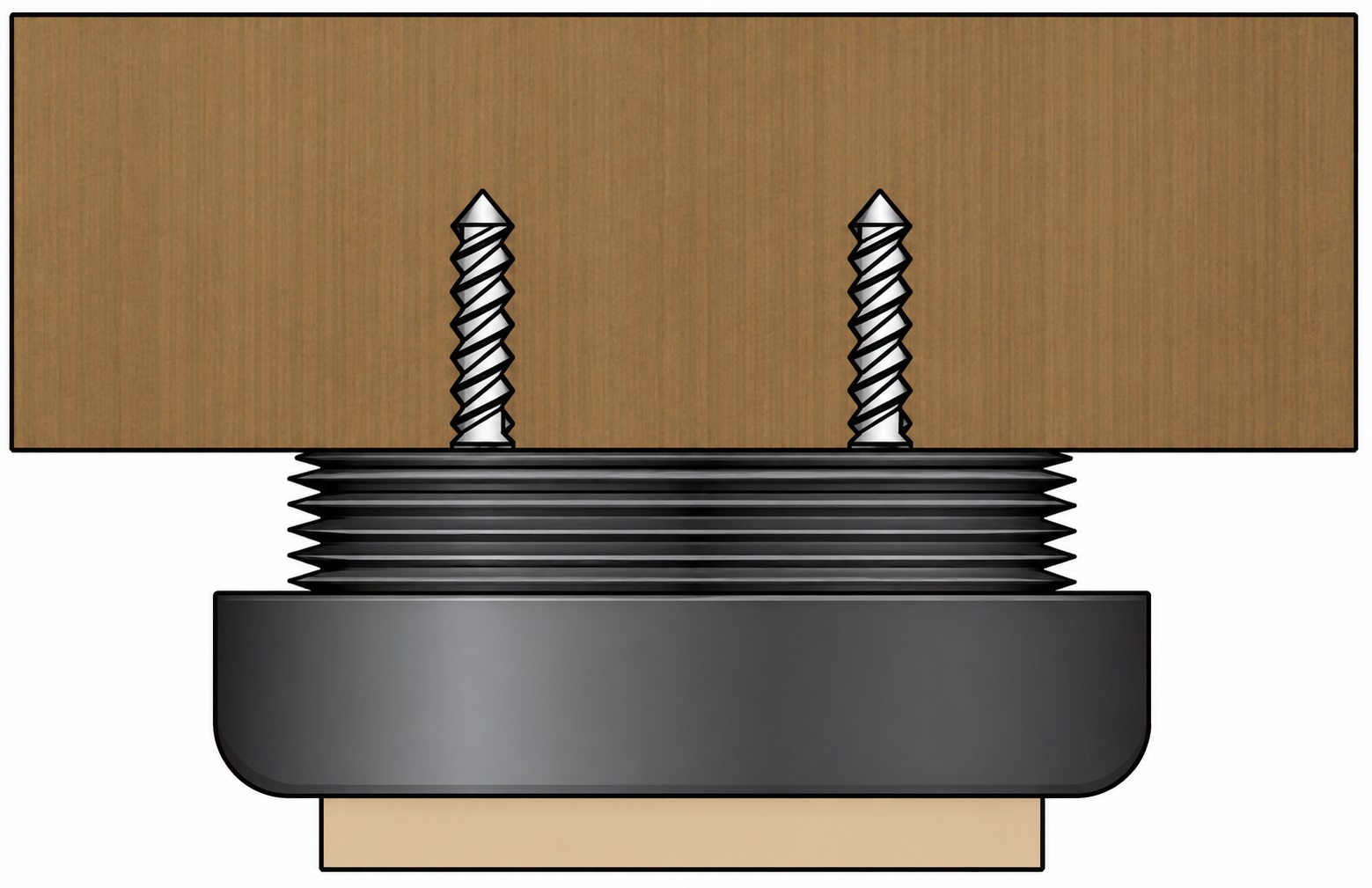 4 pezzi di robusto regolatore per mobili, capacità di carico: 600 kg (1323 lbs), superficie: nera, ⌀25 mm (63/64"), versione: con tampone in feltro, B573-25-BK. Base regolabile per mobili, tavoli, armadietti, gambe di tavolo e molto altro, di Kojima (Giappone) - immagine 3