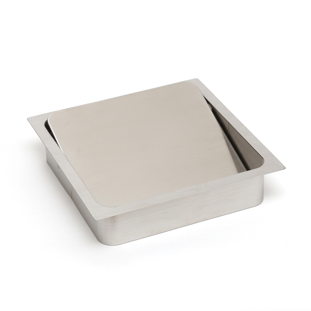 Sportello di scarico di alta qualità con chiusura ammortizzata, in acciaio inossidabile, superficie: satinato opaco, 220 mm (8,7"), finitura: rettangolare, AD-KH020-HL. Botola di scarico a chiusura automatica in acciaio inox, per mobili da cucina e molto