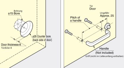 Chiusura a pulsante per ante di mobili di grosso spessore da 22 a 25 mm, superficie: marrone, SL-B251-BR. Push-Latch per la conversione di camper, interni di yacht, mobili per roulotte e molto altro, di Sugatsune / LAMP® (Giappone) - immagine 3