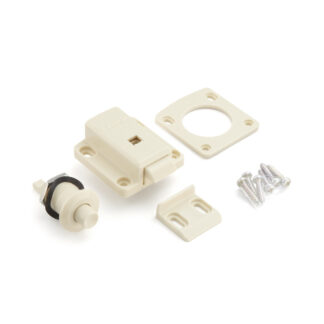Chiusura a pulsante per ante di mobili di grosso spessore da 22 a 25 mm, superficie: avorio, SL-B251-I. Push-Latch per la conversione di camper, interni di yacht, mobili per roulotte e molto altro, di Sugatsune / LAMP® (Giappone)