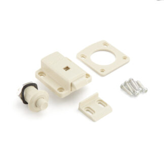 Chiusura a pulsante per anta di spessore da 18 a 21 mm, superficie: avorio, SL-B211-I. Push-Latch per la conversione di camper, interni di yacht, mobili per roulotte e molto altro, di Sugatsune / LAMP® (Giappone)