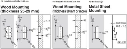 Gancio a molla quadrato di alta qualità per incasso, superficie: cromato, 77 mm (3,1"), NF-K77-CR. Gancio pieghevole quadrato con chiusura automatica, per tinyhouse, camper, yacht e molto altro, di Sugatsune / LAMP® (Giappone) - immagine 6