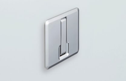 Gancio a cerniera quadrata a molla di alta qualità per incasso, superficie: cromato, satinato opaco, 52 mm (2,1"), NF-K52-SCR. Gancio pieghevole quadrato con chiusura automatica, per tinyhouse, camper, yacht e molto altro, di Sugatsune / LAMP® (Giappone) - immagine 4