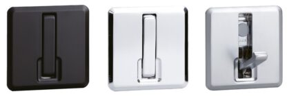 Gancio a cerniera quadrata a molla di alta qualità per incasso, superficie: cromato, satinato opaco, 52 mm (2,1"), NF-K52-SCR. Gancio pieghevole quadrato con chiusura automatica, per tinyhouse, camper, yacht e molto altro, di Sugatsune / LAMP® (Giappone) - immagine 7