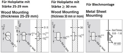 Gancio a cerniera quadrata a molla di alta qualità per incasso, superficie: cromato, satinato opaco, 52 mm (2,1"), NF-K52-SCR. Gancio pieghevole quadrato con chiusura automatica, per tinyhouse, camper, yacht e molto altro, di Sugatsune / LAMP® (Giappone) - immagine 6