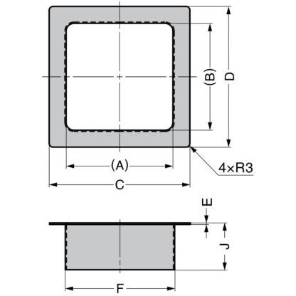 Scarico rifiuti rettangolare di alta qualità, in acciaio inossidabile, finitura: opaco satinato, 82 mm (3,3"), AN-KH008-HL (AN-KH001). Scarico in acciaio inox, per gastronomia, arredamento di negozi, saloni di bellezza e molto altro, di Sugatsune / LAMP®  - immagine 3