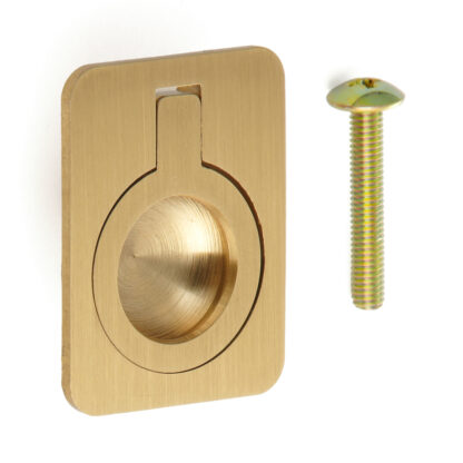 Manico pieghevole ad anello in ottone, finitura: opaco satinato, 30,5 mm (1,3") 587-40SB. Maniglia ad anello 587-40SB per camper, barca, portello di ispezione, porta di ispezione, di Sugatsune / LAMP® (Giappone)