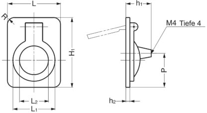 Manico pieghevole ad anello in ottone, finitura: opaco satinato, 38 mm (1,5") 587-50SB. Maniglia ad anello 587-50SB per camper, barca, portello di ispezione, porta di ispezione, di Sugatsune / LAMP® (Giappone) - immagine 3