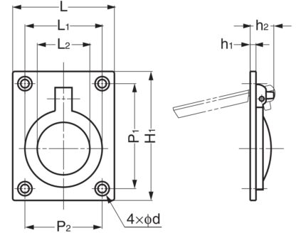 Manico pieghevole ad anello in ottone, finitura: bronzo bianco, opaco satinato, 38 mm (1,5") 587B-50WB. Maniglia ad anello 587B-50WB per camper, barca, portello di ispezione, porta di ispezione, di Sugatsune / LAMP® (Giappone) - immagine 3