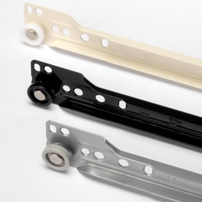 Guide reggispinta a rulli, prolunga parziale, laccato nero, RAL 9005, 600 mm (23,7"). Guide in acciaio con prolunga parziale, per cassetto in legno, cassetto vassoio, cassetto in legno, mobili cucina, arredo ufficio, arredo casa, by EMUCA - immagine 3
