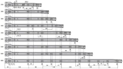 Guide reggispinta a rulli, prolunga parziale, laccato nero, RAL 9005, 600 mm (23,7"). Guide in acciaio con prolunga parziale, per cassetto in legno, cassetto vassoio, cassetto in legno, mobili cucina, arredo ufficio, arredo casa, by EMUCA - immagine 5