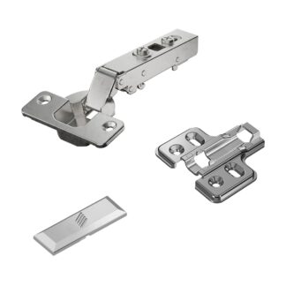 Cerniera in acciaio inossidabile, supporto: completamente supportata (presente), realizzata in acciaio inossidabile, progettazione: piastra di montaggio con distanza di 0 mm, 9289590. Cerniera per mobili in acciaio inox resistente alla corrosione per mobili da esterno e molto altro, di Hettich