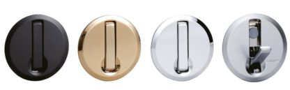 Gancio a molla rotondo di alta qualità per incasso, superficie: cromo scuro, 64 mm (2,6"), NF-R64-SCR. Gancio pieghevole rotondo con chiusura automatica, per mininyhouse, camper, roulotte, yacht, treno, aereo, autobus e molto altro, di Sugatsune / LAMP® ( - immagine 5