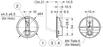 Gancio pieghevole a molla tonda di alta qualità per incasso, superficie: cromato, 64 mm (2,6"), NF-R64-CR. Gancio pieghevole rotondo con chiusura automatica, per mininyhouse, camper, roulotte, yacht, treno, aereo, autobus e molto altro, di Sugatsune / LAM - immagine 3