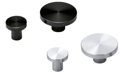 Manico rotondo in lega di alluminio, finitura: effetto acciaio inossidabile, 30 mm (1,2") EXSEL30. Pomello maniglia in lega di alluminio per cassetto, porta mobili, mobile da cucina, armadio ufficio e molto altro, di Sugatsune / LAMP® (Giappone) - immagine 3