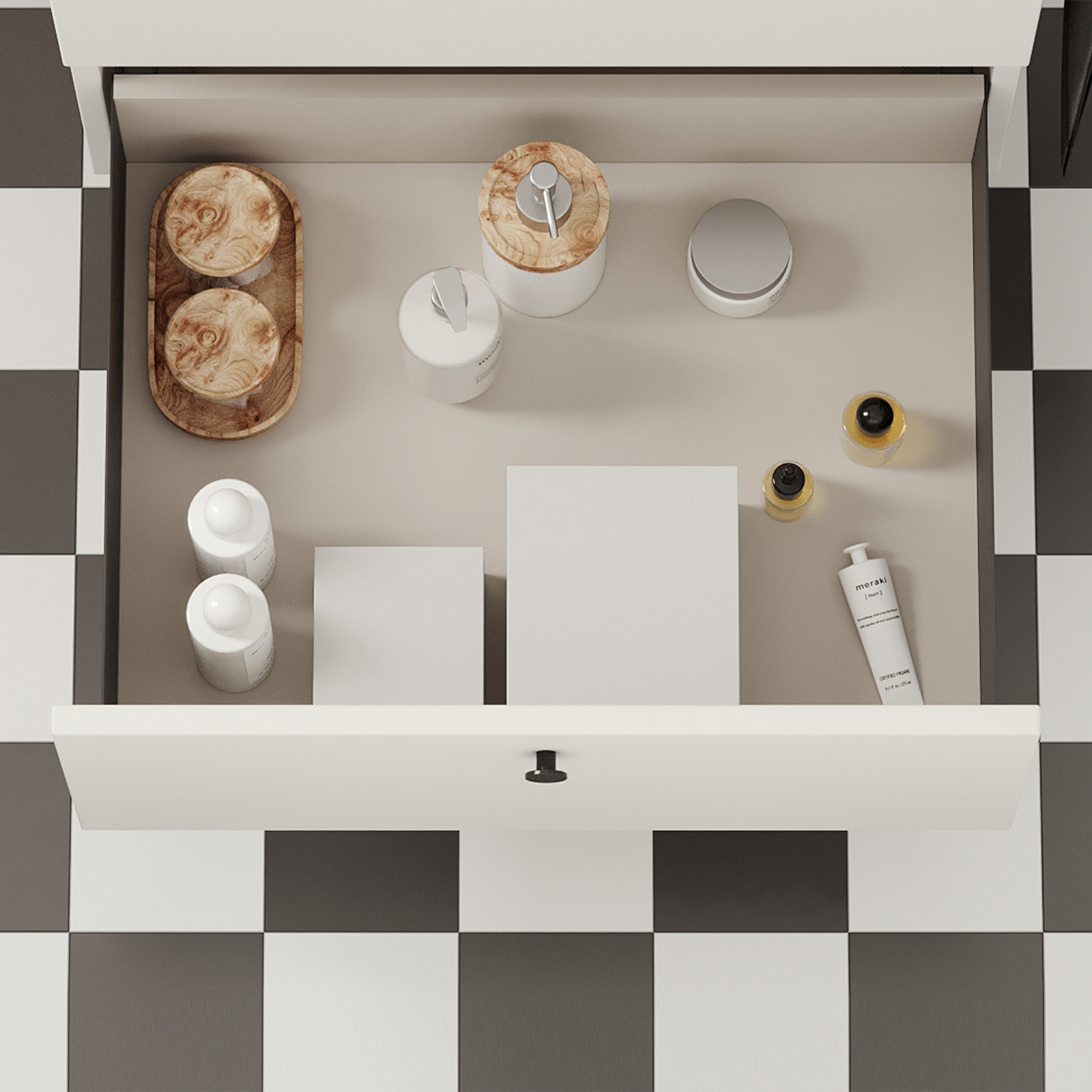 Set cassetti, con telai extra sottili, altezza: 88 mm (3-15/32"), superficie: grigio antracite, 290 mm (11-27/64"), versione: parzialmente estraibile con scorrimento a spinta per aperre, 3275035 cassetto per arredi da cucina e molto altro, di EMUCA - immagine 8