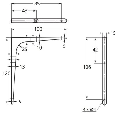 2 pezzi di staffa di montaggio per impieghi gravosi di alta qualità, capacità di carico: 50 kg (111 libbre), superficie: umbra, 180,5 mm (7,2"), BTK-180UM. Staffa per scaffalature per ripiani, divisori, mensole, collegamento angolare e molto altro, di Sug - immagine 2