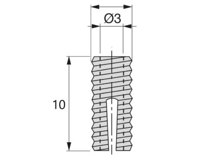 20 pezzi robusto manicotto di inserimento adatto per viti ⌀3 mm, in nylon (PA), 10 mm (25/64"), 9040920. Pratico manicotto ad espansione per il collegamento di mobili, il montaggio di carcasse, il montaggio su ripiani e molto altro, di EMUCA - immagine 2