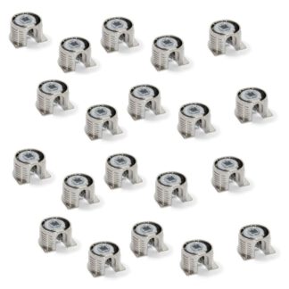 20 pezzi di collegamento eccentrico stabile ⌀20 mm con flangia e rivestimento esterno ad artiglio per lamiera di spessore 16 mm (5/8"), in zama, 8470907. Robusto connettore eccentrico per il collegamento di mobili e molto altro, di EMUCA