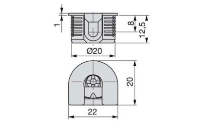20 pezzi di collegamento eccentrico stabile ⌀20 mm con flangia e rivestimento esterno ad artiglio per lamiera di spessore 16 mm (5/8"), in zama, 8470907. Robusto connettore eccentrico per il collegamento di mobili e molto altro, di EMUCA - immagine 2