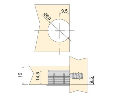 20 pezzi di collegamento eccentrico stabile ⌀20 mm con flangia e rivestimento esterno ad artiglio per piastra di spessore 19 mm (3/4"), in zama, 8070907. Robusto connettore eccentrico per il collegamento di mobili e molto altro, di EMUCA - immagine 3
